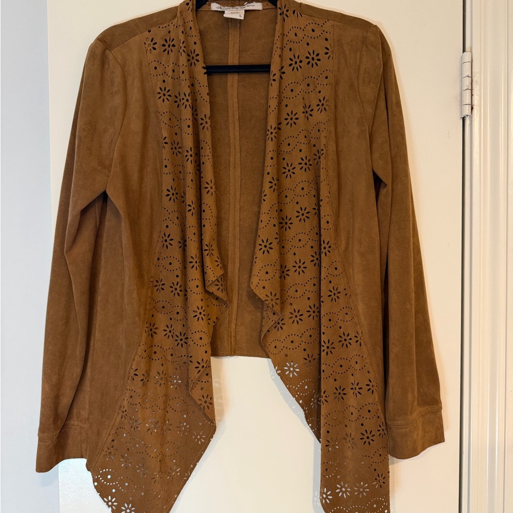 American Rag Tan Suede Jacket with Cutout Design